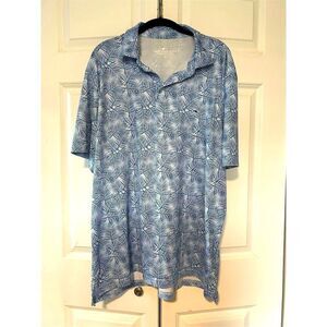 Vineyard Vines Men's XL Blue Palm Leaves Polo Shirt Short Sleeve